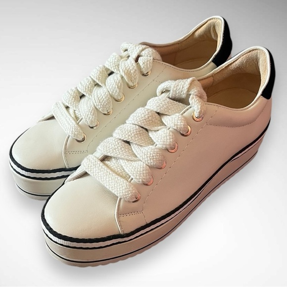 JOIE Women's Dabnis White Stripe Platform Sneakers Size 37EUC‎